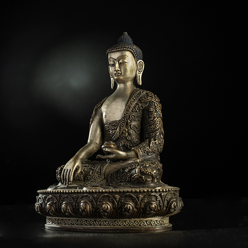 チベット▪釈迦仏 (全工錾刻 + きんぎんほう)